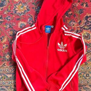 Adidas Red Zip-Up Hoodie